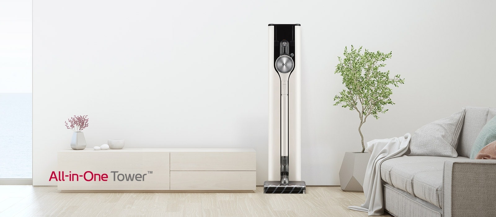 A Sleek Tower that Stores, Empties, and Charges