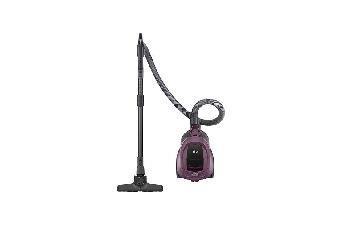 LG Máy hút bụi cắm dây LG màu rượu VC5420GHAQ, Front view of the vacuum cleaner body and the pipe standing side by side, VC5420GHAQ