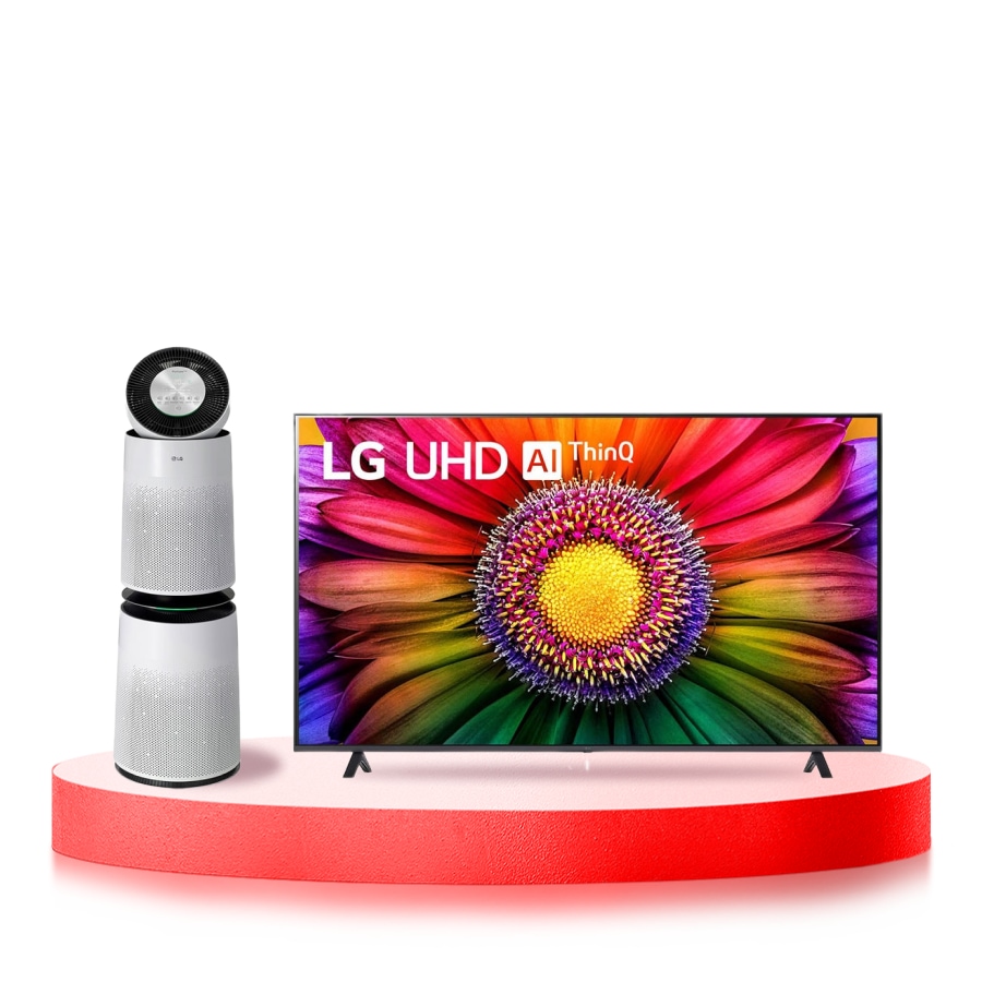 LG Combo Máy lọc khí PuriCare 360 2 tầng màu trắng & Tivi LG UHD UR8050 75 inch 2023 4K Smart TV Màn hình lớn | 75UR8050, AS1075UR.ABAE