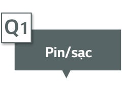 Màn hình hiển thị "Pin/sạc" trong hộp văn bản.