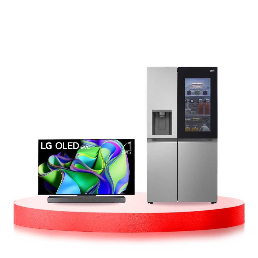 LG Combo Tivi LG OLED evo C3 55 inch 2023 4K Smart TV | OLED55C3 & Tủ lạnh LG Instaview lấy nước ngoài UVnano 635L màu bạc GR-G257SV, Bundle image, O55C3G257S.ABAE