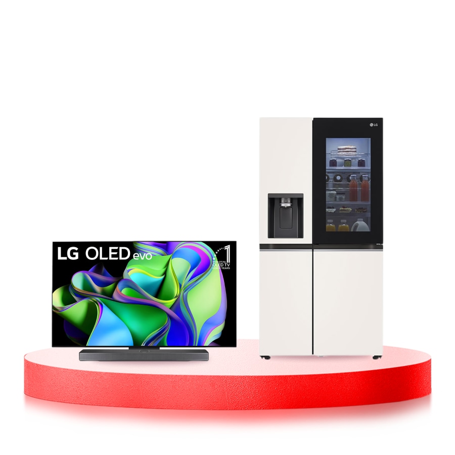 LG Combo Tivi LG OLED evo C3 65 inch 2023 4K Smart TV | OLED65C3 & Tủ lạnh LG Instaview Door-in-door và ngăn lấy nước ngoài UV nano 635L màu be GR-X257BG, Bundle image, O65C3GX257.ABAE