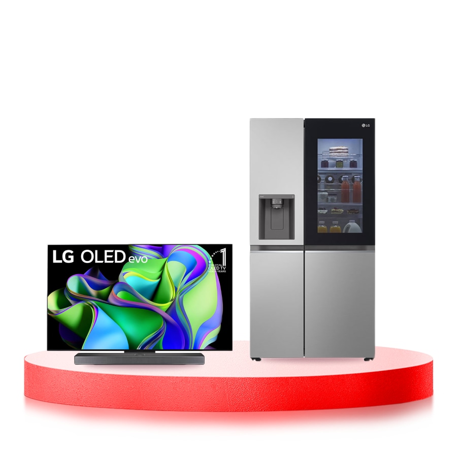 LG Combo Tivi LG OLED evo C3 65 inch 2023 4K Smart TV | OLED65C3 & Tủ lạnh LG Instaview lấy nước ngoài UVnano 635L màu bạc GR-G257SV, Bundle, O65C3G257S.ABAE