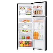 LG Smart Inverter™ 225L Tủ lạnh ngăn đá trên với DoorCooling+™ (Đen), front view with food, GN-M208BL, thumbnail 2