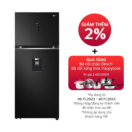 LG Tủ lạnh LG ngăn đá trên Smart Inverter™ với công nghệ Hygiene Fresh  374L màu đen GN-D372BLA, GN-D372BLA