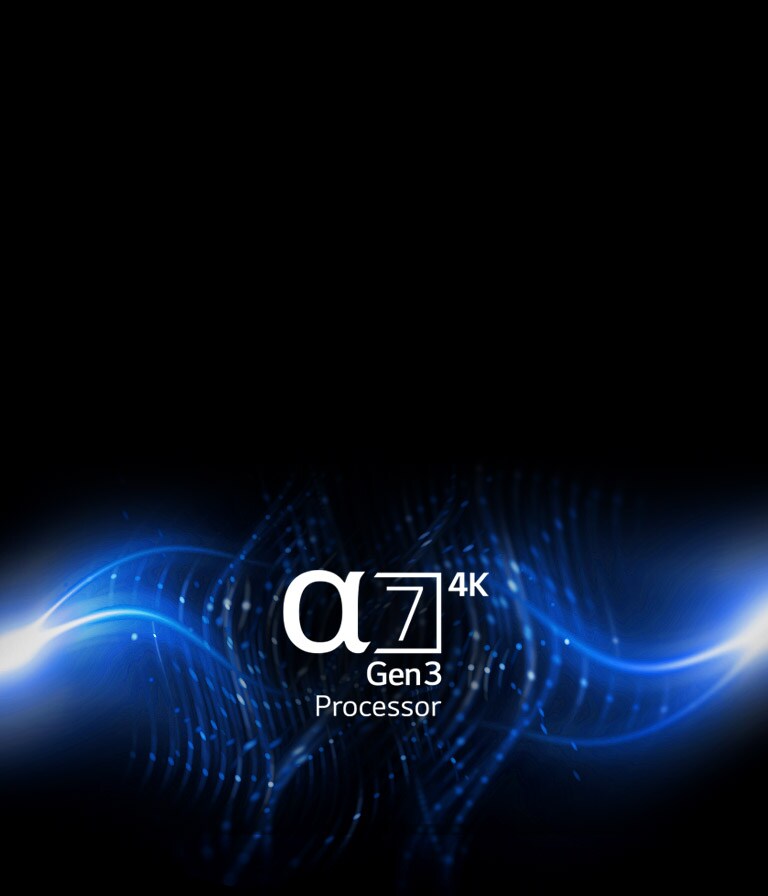 Alpha 7 Gen3 logo on black and blue graphic background