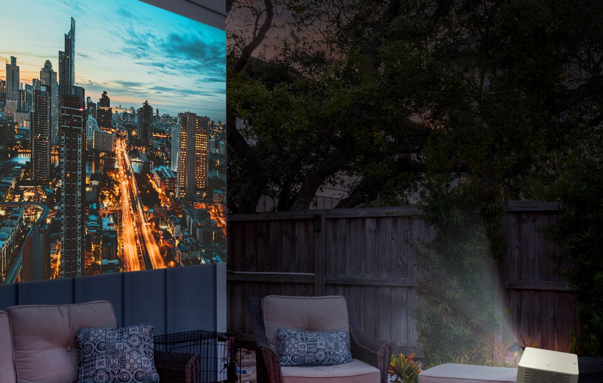 LG CineBeam projector to enjoy in the backyard