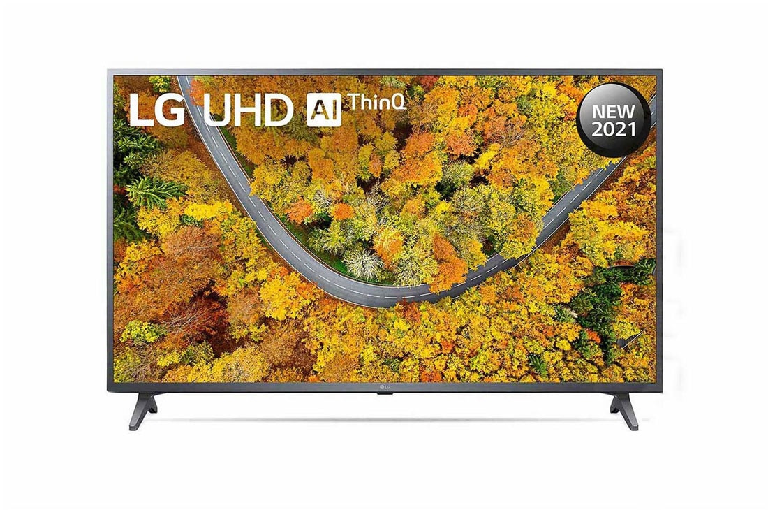 LG UHD TV 50 Inch UP75 Series 4K Active HDR WebOS Smart with ThinQ AI (2021), front view with infill image, 50UP7500PVG