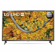 LG UHD TV 55 Inch UP75 Series 4K Active HDR WebOS Smart with ThinQ AI (2021), front view with infill image, 55UP7500PVG, thumbnail 1