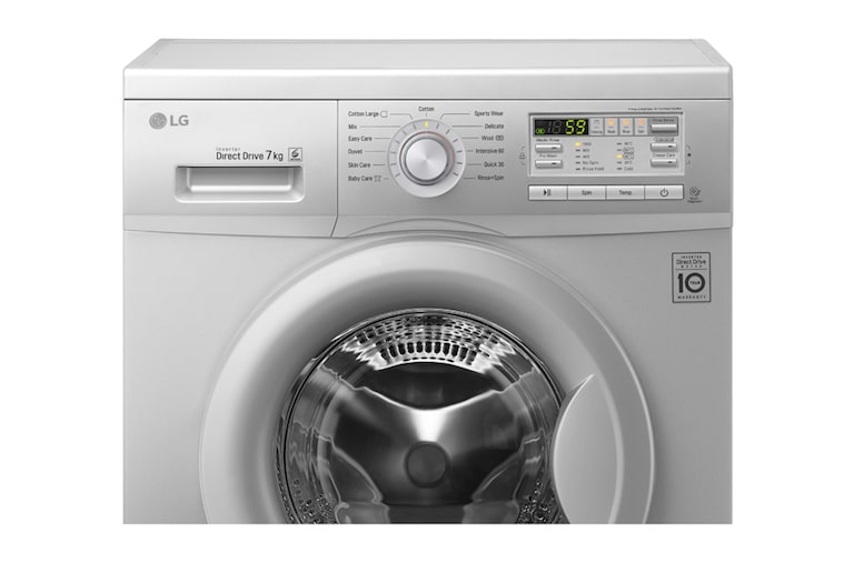 LG 7kg Silver Front Loader Washing Machine, F10B8QDP5, thumbnail 3