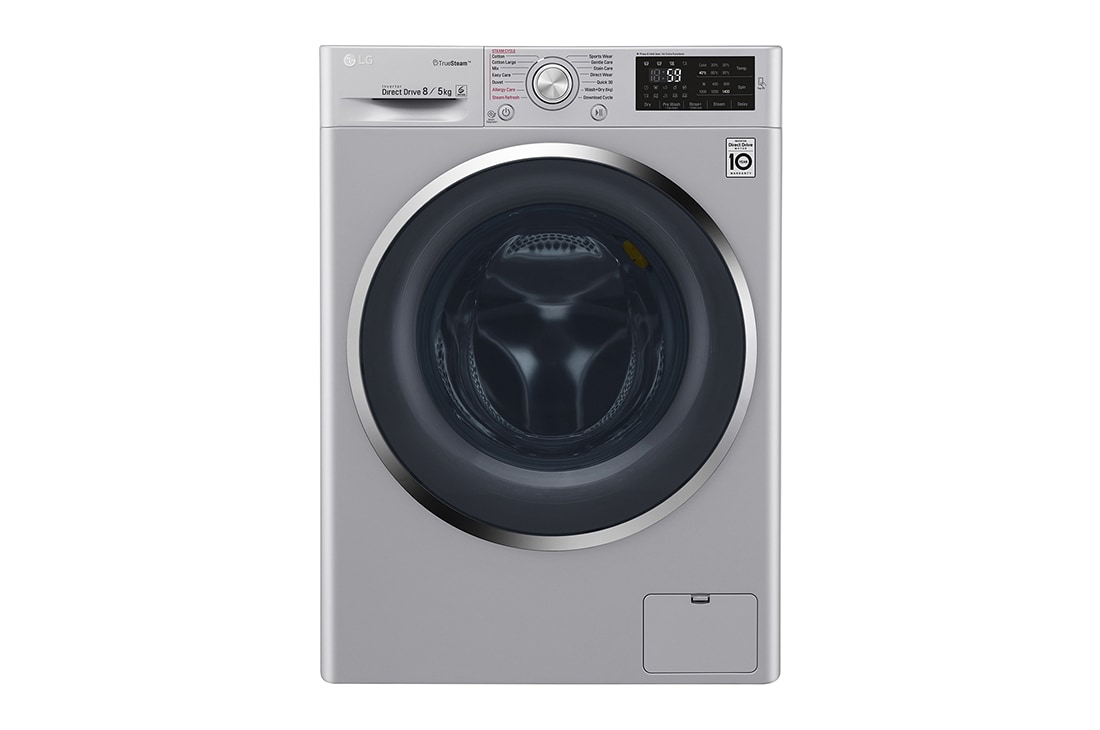 LG 8kg Silver Front Loader Washer Dryer Combo, FH4U2TDHP5N