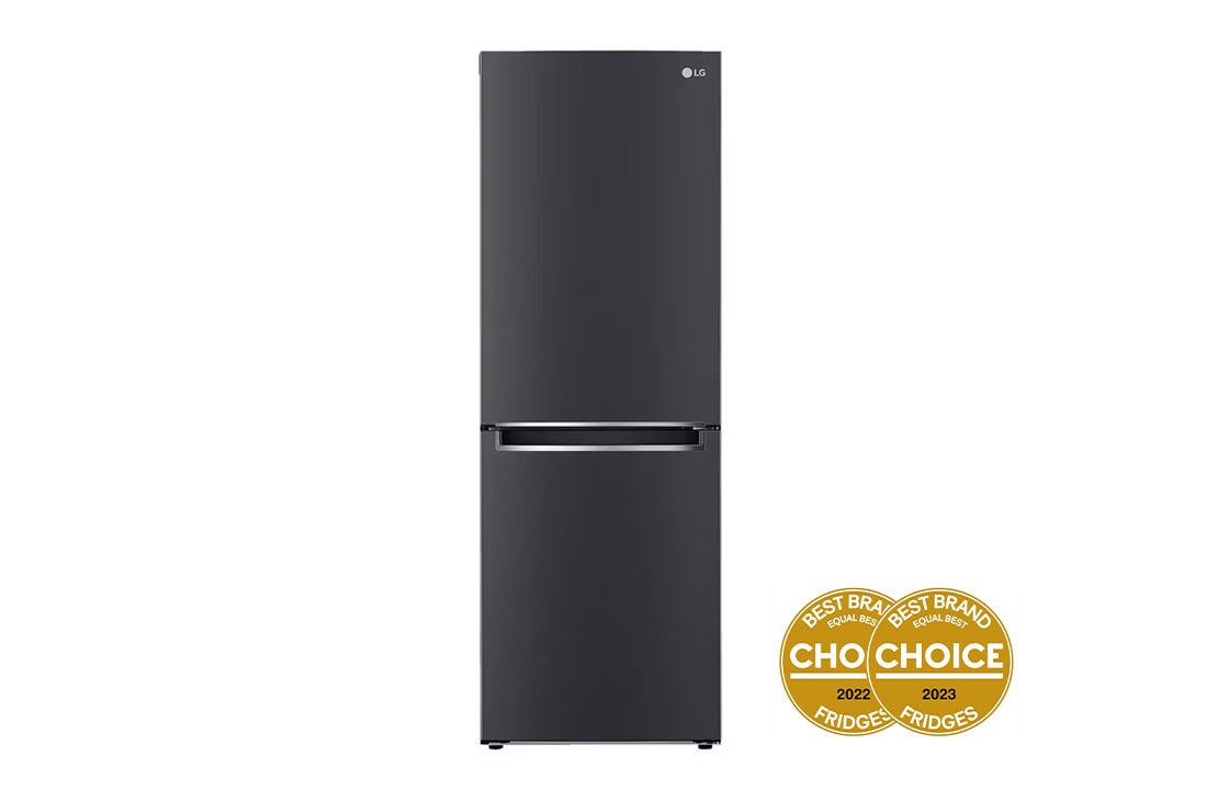 LG 306L Bottom Mount Fridge with Door Cooling in Matte Black Finish, Front view, GB-335MBL