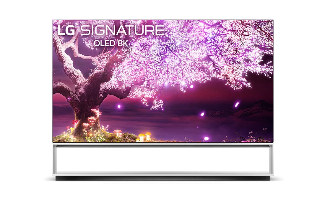 LG SIGNATURE Z1 88 inch 8K Smart Self-Lit OLED TV w/ AI ThinQ®, OLED88Z1PTA front view with infill, OLED88Z1PTA