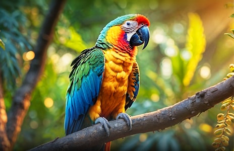 An angled aerial view of an LG QNED TV with an abstract, colorful artwork on screen.