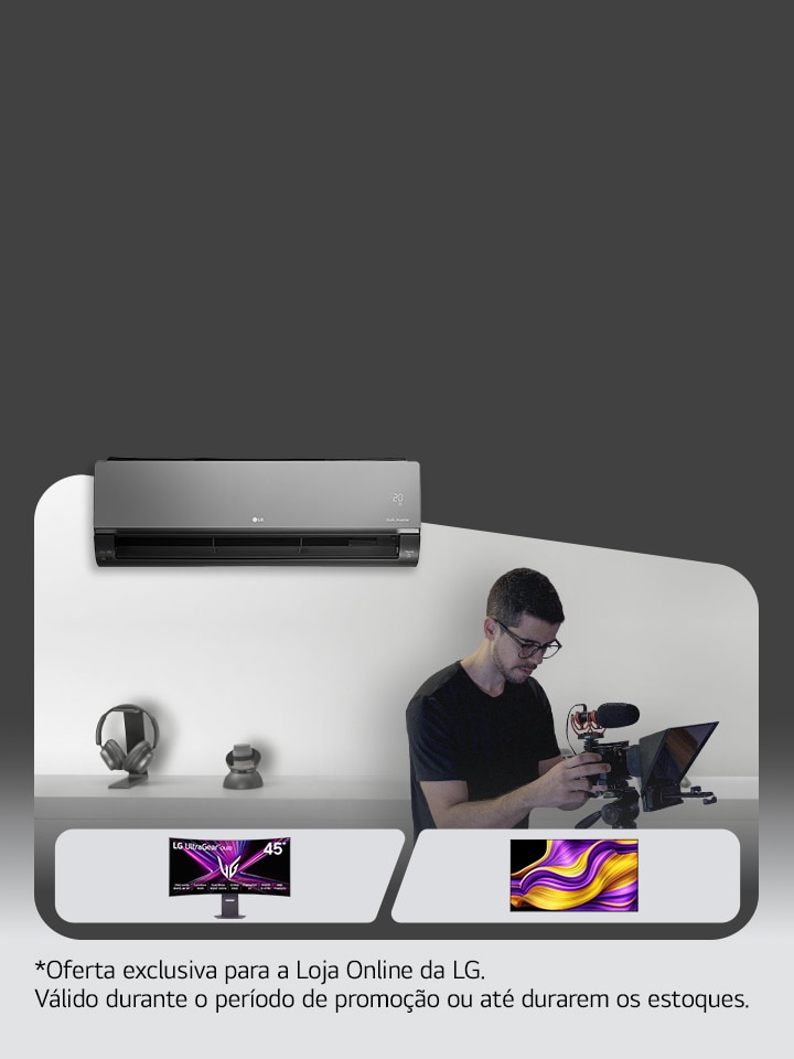 Imagem com uma pessoa e eletrodomésticos LG.