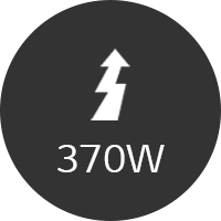 Ein Symbol mit einem aufwärts zeigenden Blitz-Pfeil und einem Text '370W'.