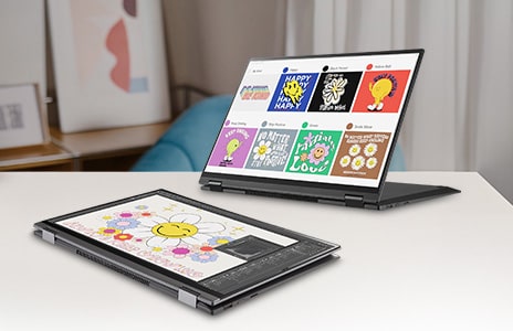 360˚-Scharnier & Touchdisplay