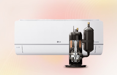 The air conditioner and Dual Inverter Compressor are side by side.