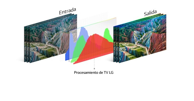 El proceso estructural de HDR 10 Pro que muestra la imagen de salida después de que LG TV procese la imagen de entrada.
