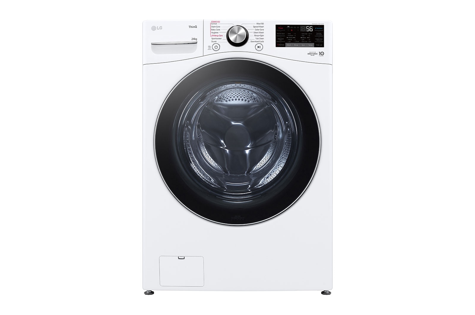 Front view of 24kg Front Load Washer with AI Direct Drive™ and TurboWash™, F2724SVRW