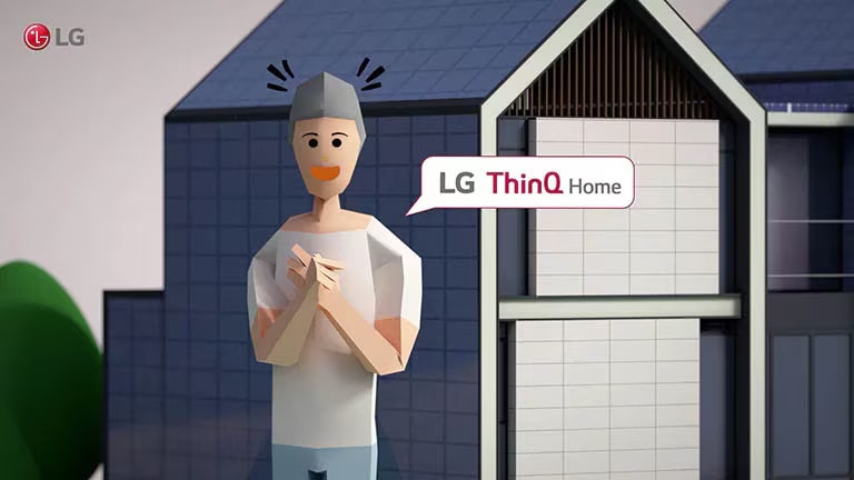 Many home appliances of LG showing connectivity in between them with ThinQ Home service.