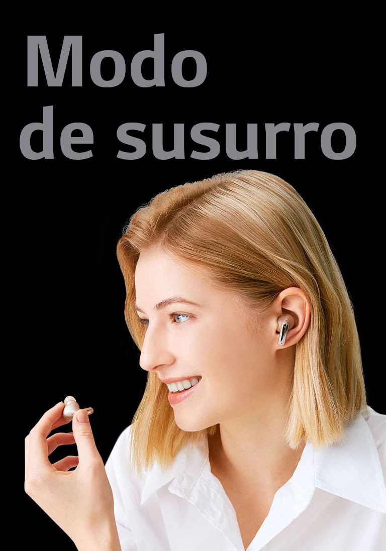 Una imagen de una mujer sosteniendo un auricular en la mano y haciendo una llamada como un micrófono.