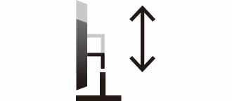 Icon that describes adjusting height from 0 to 110mm.