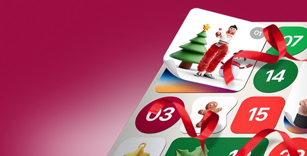 colourful christmas calendar with opening door for each day of pre christmas period