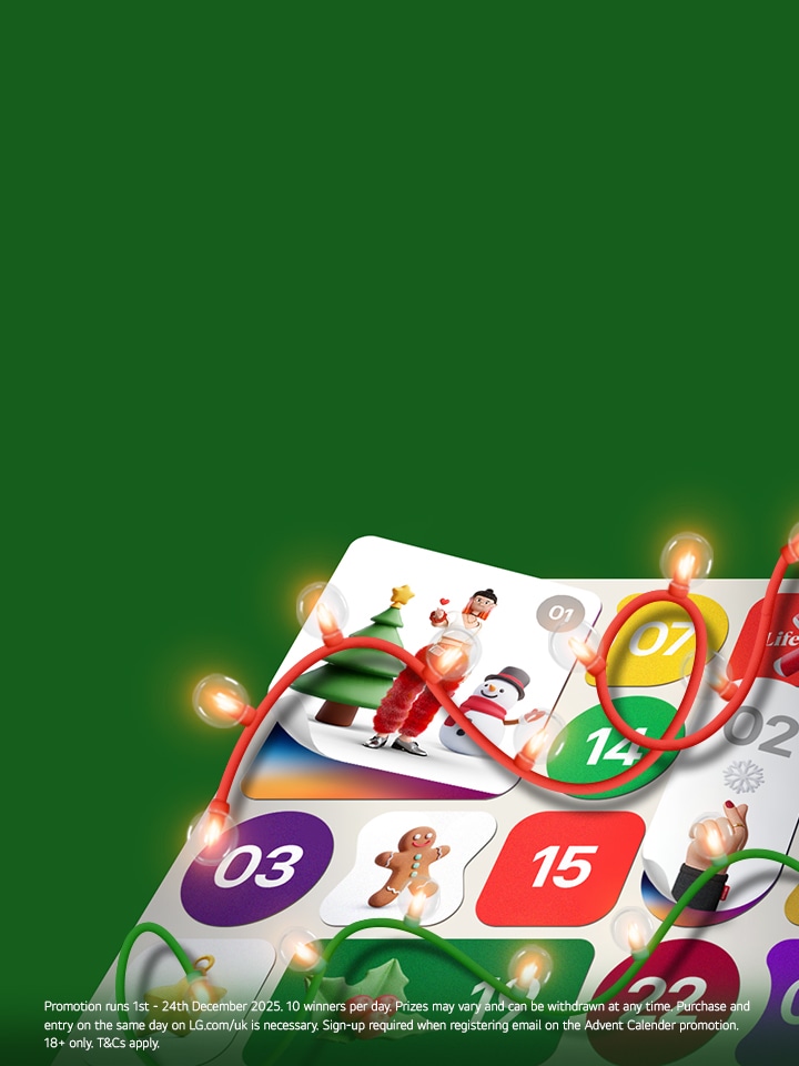 lg advent calendar on a green background