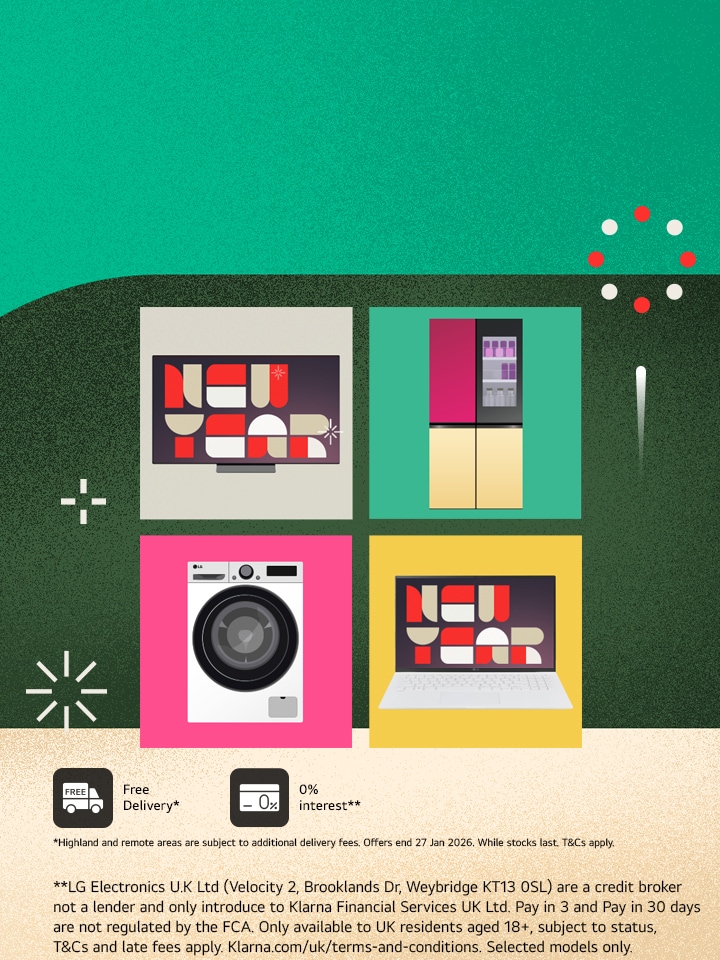 LG Products in different coloured boxes