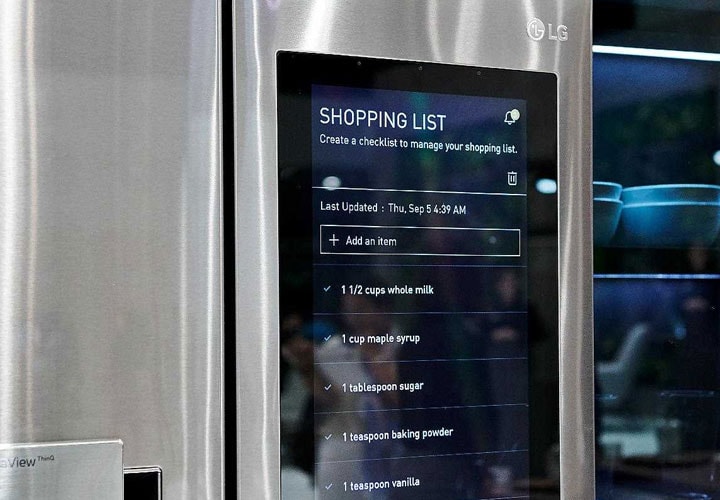 The LG InstaView ThinQ was on show at IFA 2019, showcasing features like personalised shopping lists | More at LG MAGAZINE