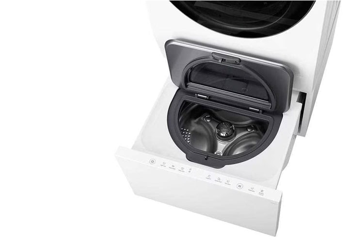 A close-up image of lg singature twin wash washing machine