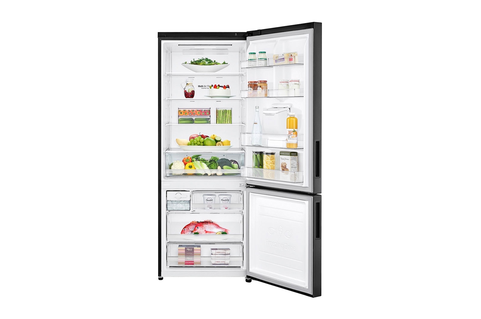 LG 500L Wide Bottom Freezer with DoorCooling⁺™ in Black Finish, GC-F569NQHM