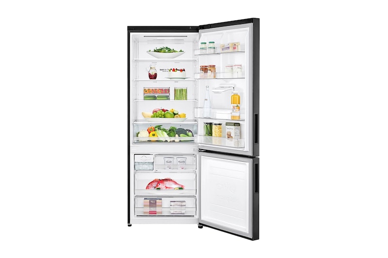LG 500L Wide Bottom Freezer with DoorCooling⁺™ in Black Finish, GC-F569NQHM
