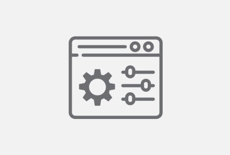 Illustration of a cogwheel and three vertical control sliders displayed within a rectangular web interface.
