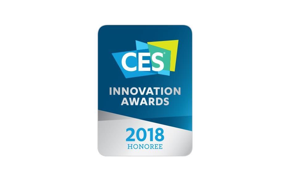 CES Innovation Awards 2018 Honoree, awarded to LG SIGNATURE OLED W8 and LG OLED E8 against white background