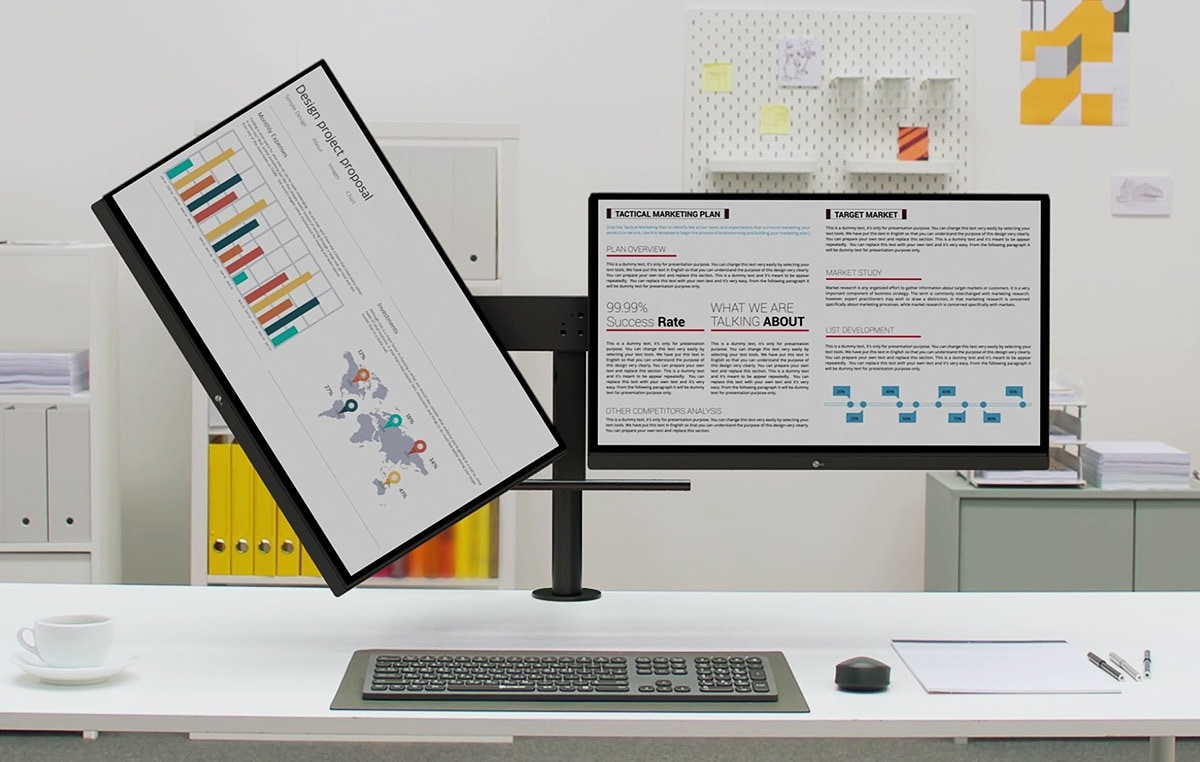 The Ergo Dual Stand provides diverse modes.