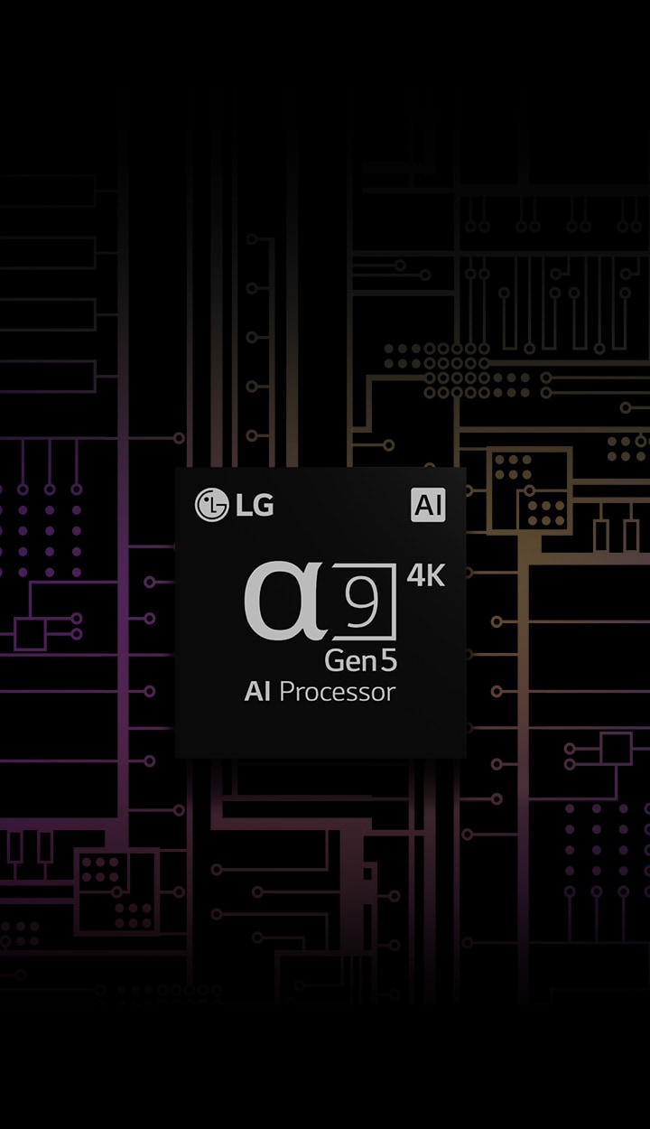 An image of the α9 Gen 5 AI processor 4K has a black and white background which transforms into colour.