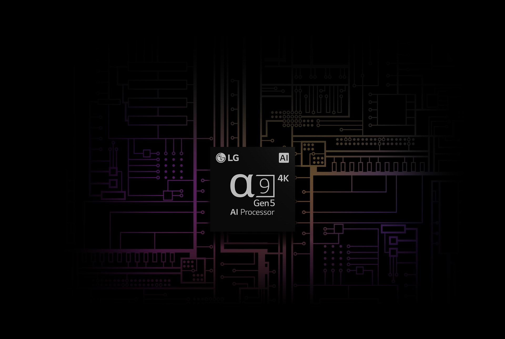 An image of the α9 Gen 5 AI processor 4K has a black and white background which transforms into colour.