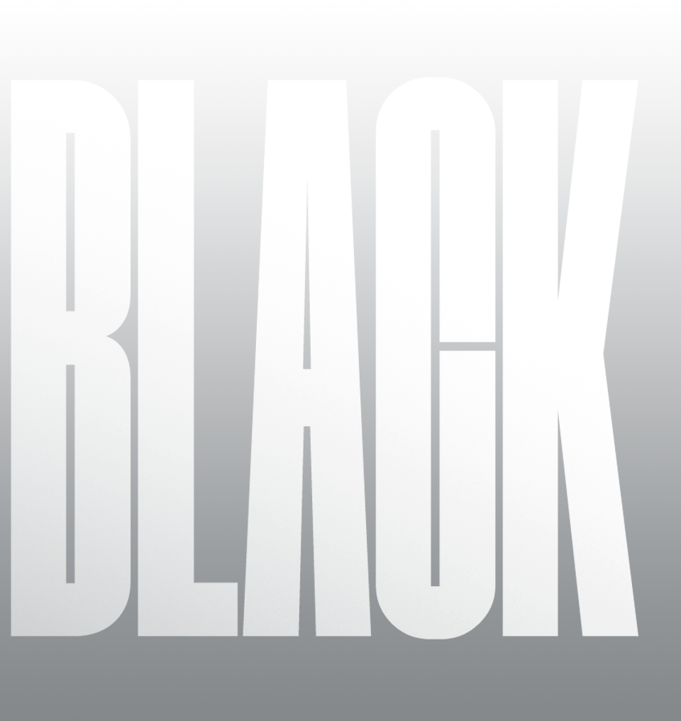 The words 'Super Black' appear in a bold font, and then a rugged iceberg with intricate grooves appears from below