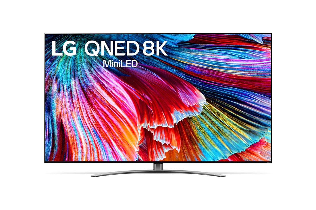 LG QNED99 86” 8K Smart QNED MiniLED TV with AI ThinQ (2021), A front view of the LG QNED TV, 86QNED99TPB