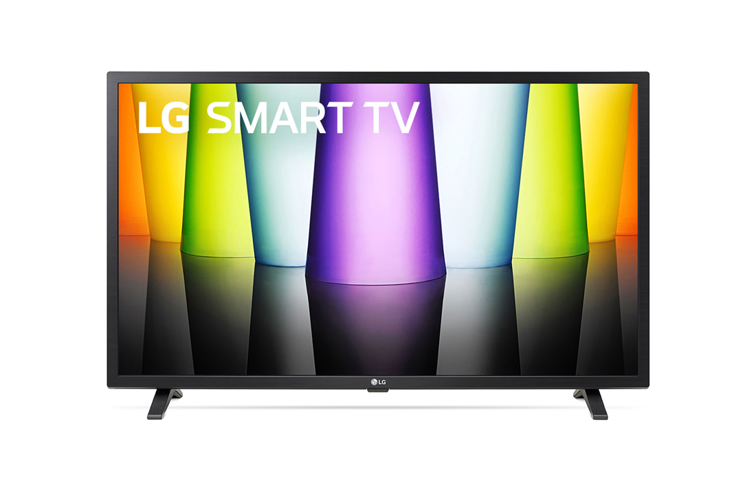 LG LQ63 32'' Smart HD TV, A front view of the LG Full HD TV with infill image and product logo on, 32LQ636BPSA