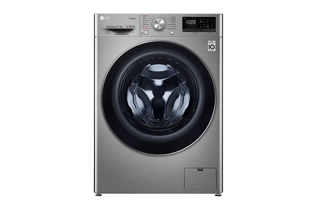 LG 9.0Kg/5.0Kg, AI Direct Drive™ Washer Dryer with Steam™, ThinQ™, Front View, FV1409H3V