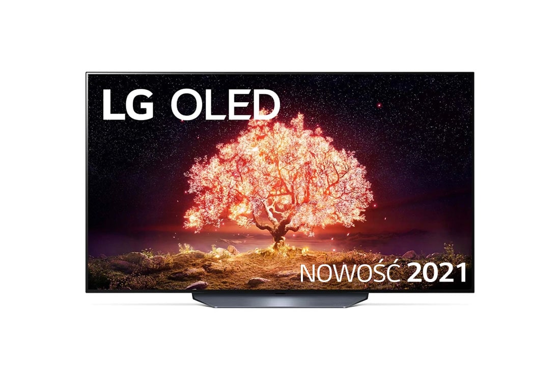 LG Telewizor LG 55” OLED 4K Cinema HDR AI TV ze sztuczną inteligencją, DVB-T2/HEVC, OLED55B1, widok z przodu, OLED55B13LA