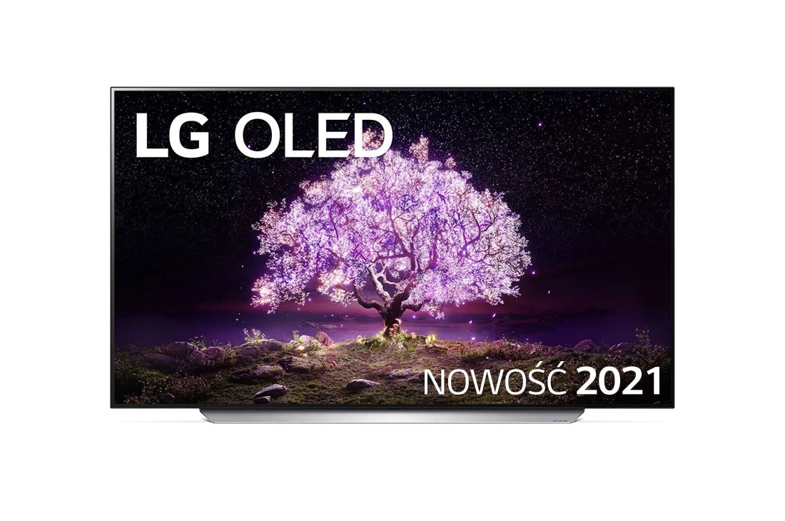 LG Telewizor LG 65” OLED 4K Cinema HDR AI TV ze sztuczną inteligencją, DVB-T2/HEVC, OLED65C1, widok z przodu, OLED65C12LA