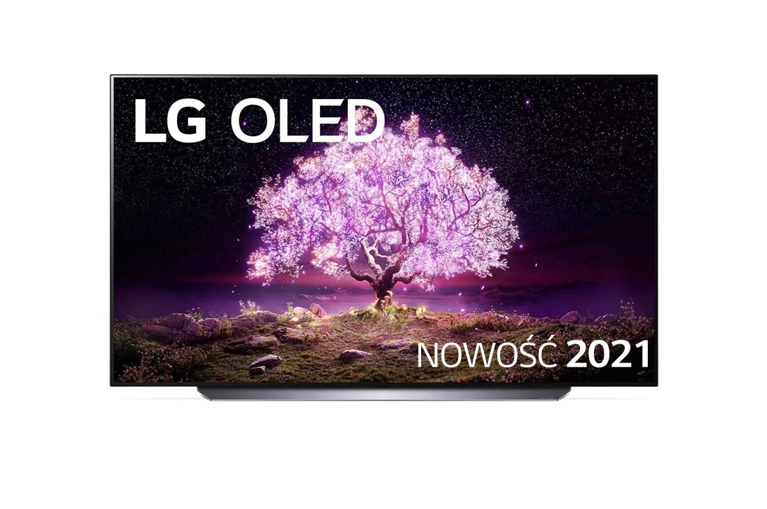 LG Telewizor LG 77” OLED 4K Cinema HDR AI TV ze sztuczną inteligencją, DVB-T2/HEVC, OLED77C1, widok z przodu, OLED77C11LB