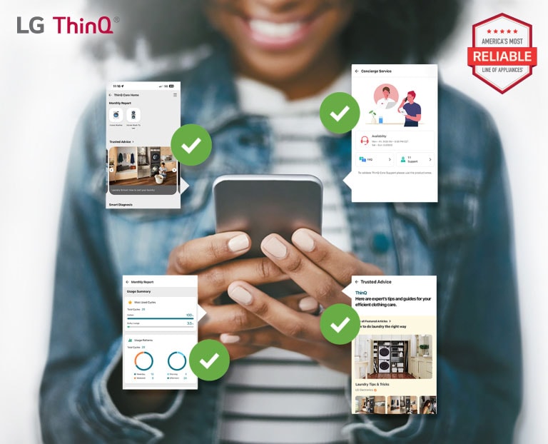 Find peace of mind when you link with ThinQ® this holiday hero card image for mobile.