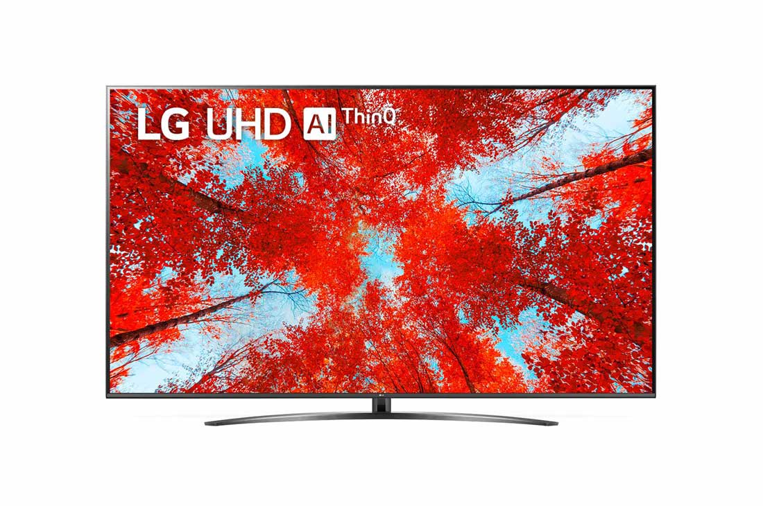 LG Телевизор UHD 4K, Вид телевизора LG UHD спереди с изображением на экране и логотипом продукта, 75UQ91009LD