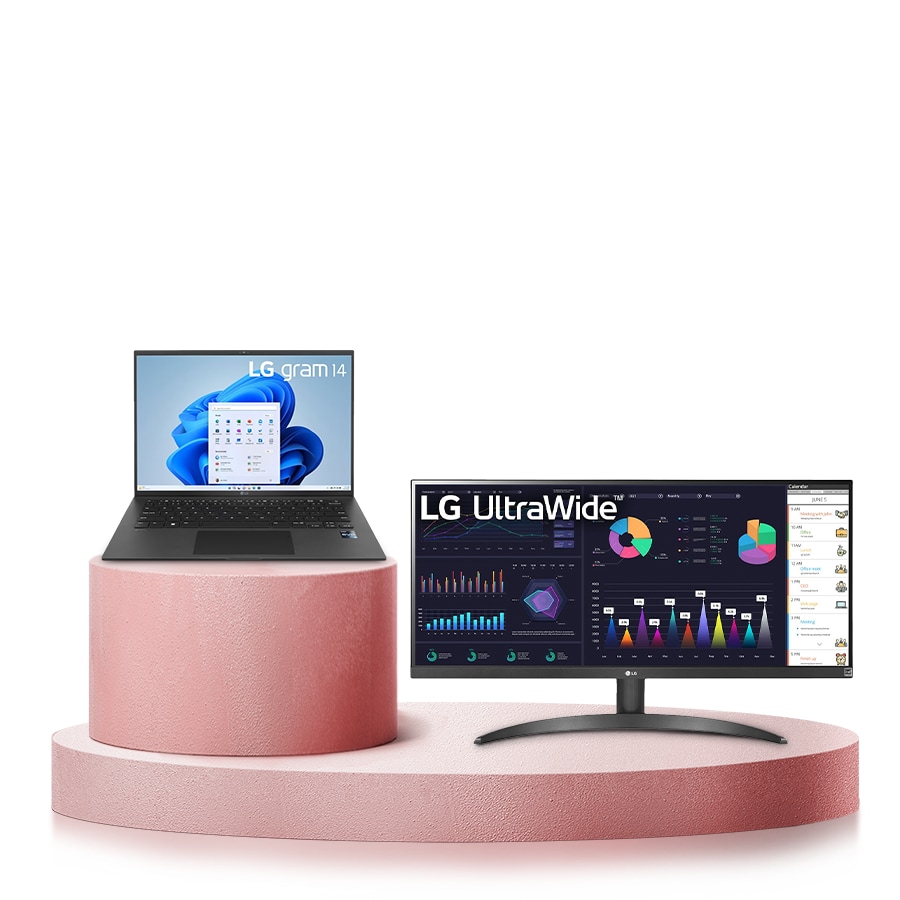 LG   Laptop LG gram 14'' Windows 11 Home Plus và Màn hình 29'' 21:9 UltraWide™, 14AH75.29WQ5, Front view , 14AH75.29WQ5